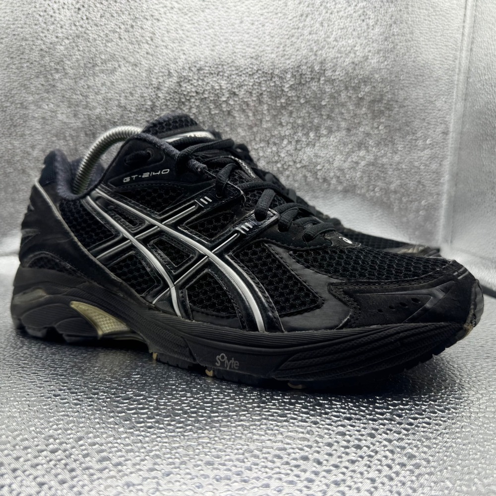 Size 10 ASICS GT-2140 Running Shoes Womens Black Silver Good T954N Gel Sneakers